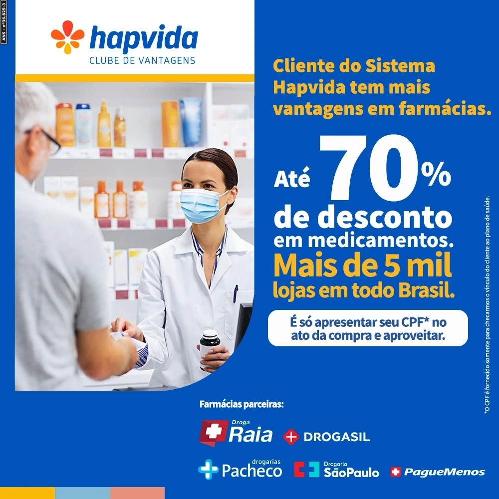 Hapvida Clube de Vantagens desconto em farmácias